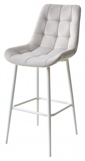 Барный стул ХОФМАН, цвет H-09 Светло-серый, велюр / белый каркас М-City в Нижнем Тагиле - nizhniy-tagil.ok-mebel.com | фото