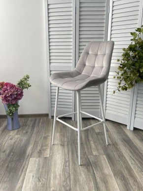 Барный стул ХОФМАН, цвет H-09 Светло-серый, велюр / белый каркас М-City в Нижнем Тагиле - nizhniy-tagil.ok-mebel.com | фото 2