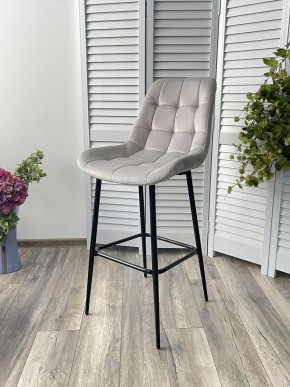 Барный стул ХОФМАН, цвет H-09 Светло-серый, велюр / черный каркас М-City в Нижнем Тагиле - nizhniy-tagil.ok-mebel.com | фото 2