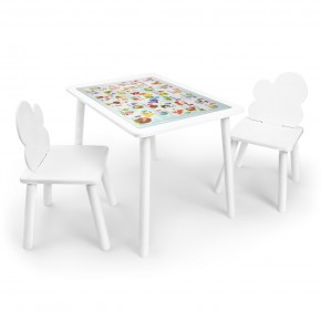 Детский комплект стол и два стула Облачко Rolti Baby с накладкой Алфавит (белая столешница/белое сиденье/белые ножки) в Нижнем Тагиле - nizhniy-tagil.ok-mebel.com | фото