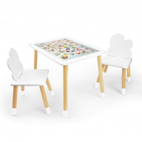 Детский комплект стол и два стула Облачко Rolti Baby с накладкой Алфавит (белая столешница/белое сиденье/береза ножки) в Нижнем Тагиле - nizhniy-tagil.ok-mebel.com | фото