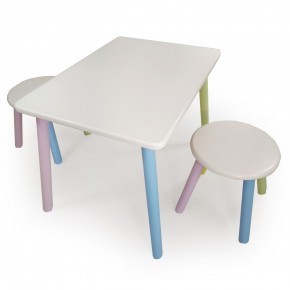 Детский комплект стол и два табурета круглых  (Белый, Белый, Цветной) в Нижнем Тагиле - nizhniy-tagil.ok-mebel.com | фото 2