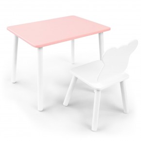 Детский комплект стол и стул «Мишка» Rolti Baby (розовый/белый, массив березы/мдф) в Нижнем Тагиле - nizhniy-tagil.ok-mebel.com | фото