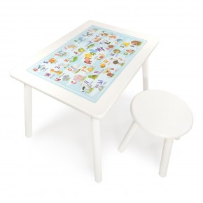 Детский комплект стол и табурет круглый Rolti Baby с накладкой Алфавит (белая столешница/белое сиденье/белые ножки) в Нижнем Тагиле - nizhniy-tagil.ok-mebel.com | фото