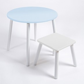 Детский комплект стол КРУГЛЫЙ  и табурет Rolti Baby (голубая столешница/белое сиденье/белые ножки) в Нижнем Тагиле - nizhniy-tagil.ok-mebel.com | фото