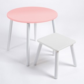 Детский комплект стол КРУГЛЫЙ  и табурет Rolti Baby (розовая столешница/белое сиденье/белые ножки) в Нижнем Тагиле - nizhniy-tagil.ok-mebel.com | фото