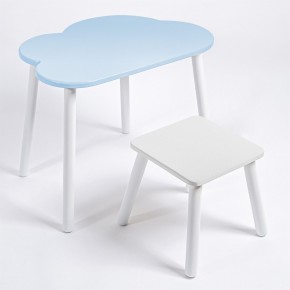 Детский комплект стол ОБЛАЧКО  и табурет Rolti Baby (голубая столешница/белое сиденье/белые ножки) в Нижнем Тагиле - nizhniy-tagil.ok-mebel.com | фото