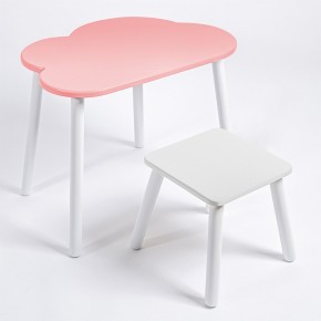 Детский комплект стол ОБЛАЧКО  и табурет Rolti Baby (розовая столешница/белое сиденье/белые ножки) в Нижнем Тагиле - nizhniy-tagil.ok-mebel.com | фото