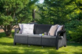 Диван пластиковый Корфу Макс (Corfu love seat max) графит в Нижнем Тагиле - nizhniy-tagil.ok-mebel.com | фото 2