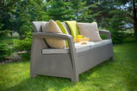 Диван пластиковый Корфу Макс (Corfu love seat max) капучино - песок в Нижнем Тагиле - nizhniy-tagil.ok-mebel.com | фото 3