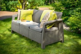 Диван пластиковый Корфу Макс (Corfu love seat max) капучино - песок в Нижнем Тагиле - nizhniy-tagil.ok-mebel.com | фото 4