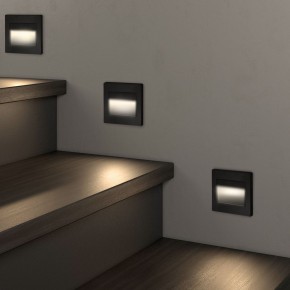 DK3050-BK Светильник встраиваемый в стену, IP 20, LED 3000, 1 Вт, черный пластик в Нижнем Тагиле - nizhniy-tagil.ok-mebel.com | фото 3