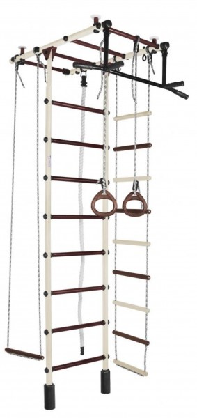 ДСК Атлант цв.бежевый-коричневый: турник, кольца, канат, трапеция, веревочная лестница в Нижнем Тагиле - nizhniy-tagil.ok-mebel.com | фото