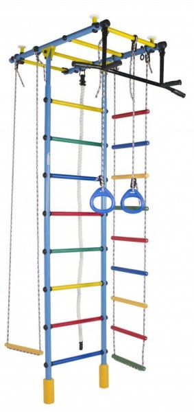 ДСК Атлант цв.голубой радуга: турник, кольца, канат, трапеция, веревочная лестница в Нижнем Тагиле - nizhniy-tagil.ok-mebel.com | фото