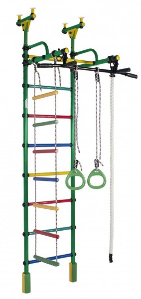 ДСК Жирафик цв.зеленый радуга: турник, кольца, канат, верёвочная лестница в Нижнем Тагиле - nizhniy-tagil.ok-mebel.com | фото