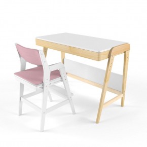 Комплект растущий стол и стул с чехлом 38 попугаев «Вуди» (Белый, Белый, Розовый) в Нижнем Тагиле - nizhniy-tagil.ok-mebel.com | фото