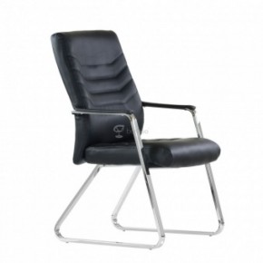 Кресло Barneo K-25 для посетителей и переговорных (хром, черная экокожа) в Нижнем Тагиле - nizhniy-tagil.ok-mebel.com | фото 1
