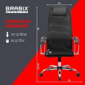 Кресло BRABIX PREMIUM "Ultimate EX-800" хром, плотная двойная сетка Х2, черное, 532911 в Нижнем Тагиле - nizhniy-tagil.ok-mebel.com | фото 6