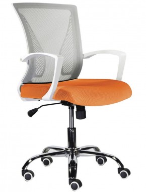 Кресло BRABIX "Wings MG-306", пластик белый, хром, сетка, серое/оранжевое, 532011 в Нижнем Тагиле - nizhniy-tagil.ok-mebel.com | фото