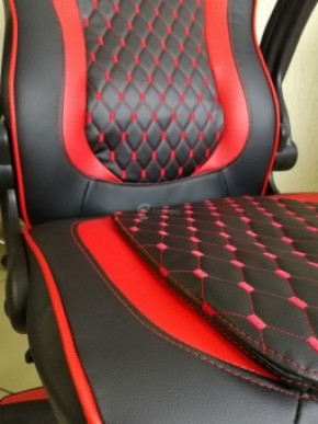Кресло геймерское Barneo K-37 (черная экокожа красные вставки) в Нижнем Тагиле - nizhniy-tagil.ok-mebel.com | фото
