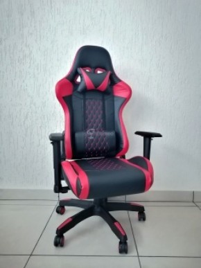 Кресло геймерское Barneo K-53 (черная экокожа красные вставки) в Нижнем Тагиле - nizhniy-tagil.ok-mebel.com | фото 1
