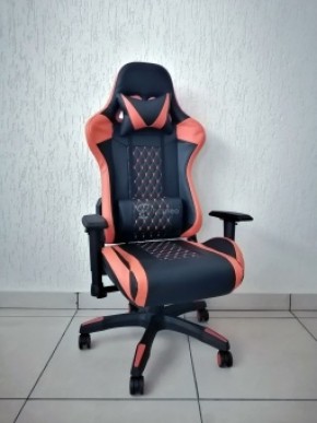 Кресло геймерское Barneo K-53 (черная экокожа оранжевые вставки) в Нижнем Тагиле - nizhniy-tagil.ok-mebel.com | фото