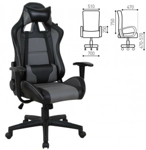 Кресло компьютерное BRABIX "GT Racer GM-100" (черное/серое) 531926 в Нижнем Тагиле - nizhniy-tagil.ok-mebel.com | фото 2