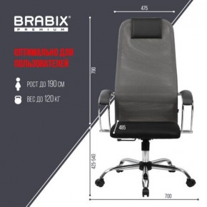 Кресло офисное BRABIX PREMIUM "Ultimate EX-800" хром, плотная двойная сетка Х2, черное/серое, 532912 в Нижнем Тагиле - nizhniy-tagil.ok-mebel.com | фото 3