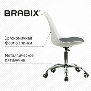 Кресло стул BRABIX "Eames MG-310 CH", хром, пластик белый, ткань серая, 532924 в Нижнем Тагиле - nizhniy-tagil.ok-mebel.com | фото 5