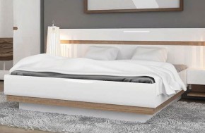 Кровать 140/TYP 91-01 с подъемником, LINATE ,цвет белый/сонома трюфель в Нижнем Тагиле - nizhniy-tagil.ok-mebel.com | фото