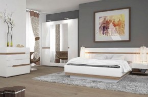 Кровать 160/TYP 92, LINATE ,цвет белый/сонома трюфель в Нижнем Тагиле - nizhniy-tagil.ok-mebel.com | фото 3