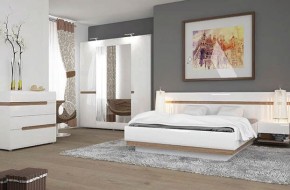 Кровать 160/TYP 94-01 с подъемником, LINATE ,цвет белый/сонома трюфель в Нижнем Тагиле - nizhniy-tagil.ok-mebel.com | фото 4