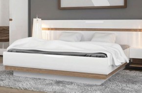 Кровать 160/TYP 94-01 с подъемником, LINATE ,цвет белый/сонома трюфель в Нижнем Тагиле - nizhniy-tagil.ok-mebel.com | фото 5