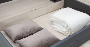 Кровать двойная Синди 160 + ортопед + ПМ + дно (арт. Марика 485 к/з (серый)) в Нижнем Тагиле - nizhniy-tagil.ok-mebel.com | фото 4