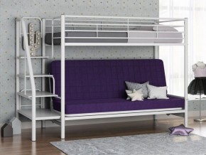Кровать двухъярусная с диваном "Мадлен-3" (Белый/Фиолетовы) в Нижнем Тагиле - nizhniy-tagil.ok-mebel.com | фото