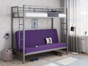 Кровать двухъярусная с диваном "Мадлен" (Серый/Фиолетовый) в Нижнем Тагиле - nizhniy-tagil.ok-mebel.com | фото