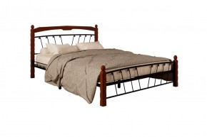 Кровать "Муза 1" КМД10 Черная (1600*2000) (ножки-махагон) с коваными изделиями в Нижнем Тагиле - nizhniy-tagil.ok-mebel.com | фото