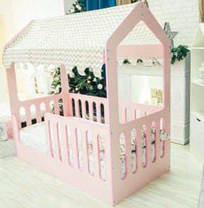 Кровать-домик без ящика 800*1600 (Розовый) в Нижнем Тагиле - nizhniy-tagil.ok-mebel.com | фото 1