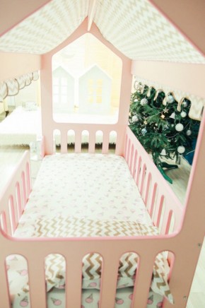 Кровать-домик без ящика 800*1600 (Розовый) в Нижнем Тагиле - nizhniy-tagil.ok-mebel.com | фото 3