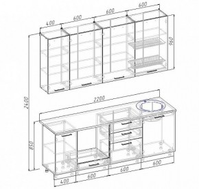 Кухонный гарнитур Антрацит 2200 (Стол. 26мм) в Нижнем Тагиле - nizhniy-tagil.ok-mebel.com | фото 3