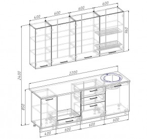 Кухонный гарнитур Графика 2200 (Стол. 26мм) в Нижнем Тагиле - nizhniy-tagil.ok-mebel.com | фото 2