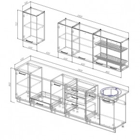 Кухонный гарнитур Графика 2800 (Стол. 38мм) в Нижнем Тагиле - nizhniy-tagil.ok-mebel.com | фото 2