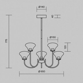 Люстра на штанге Maytoni Dynasty MOD402PL-L20BS3K в Нижнем Тагиле - nizhniy-tagil.ok-mebel.com | фото 6