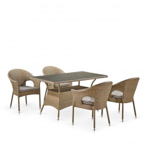 Обеденный комплект плетеной мебели T198B/Y79B-W56 Light Brown (4+1) в Нижнем Тагиле - nizhniy-tagil.ok-mebel.com | фото 1