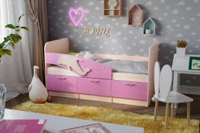 Кровать Дельфин 1,9 (Белый/Ламарти розовый) в Нижнем Тагиле - nizhniy-tagil.ok-mebel.com | фото 2