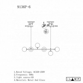 Подвесная люстра iLamp Golden 9136P/6 BK-WH в Нижнем Тагиле - nizhniy-tagil.ok-mebel.com | фото 3