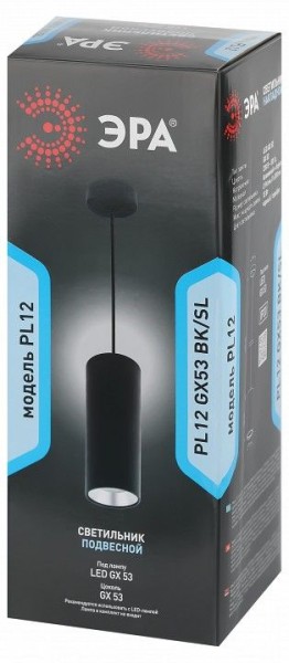 Подвесной светильник Эра  PL12 GX53 BK/SL в Нижнем Тагиле - nizhniy-tagil.ok-mebel.com | фото 6