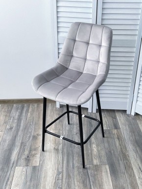 Полубарный стул ХОФМАН, цвет H-09 Светло-серый, велюр / черный каркас H=63cm М-City в Нижнем Тагиле - nizhniy-tagil.ok-mebel.com | фото 4
