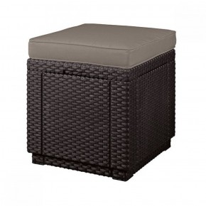 Пуфик Куб с подушкой (Cube with cushion) коричневый - серо-бежевый* в Нижнем Тагиле - nizhniy-tagil.ok-mebel.com | фото