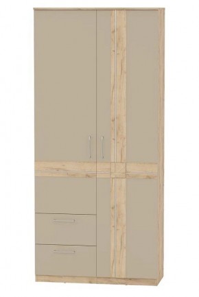 Шкаф 2-х дверный с ящиками ПРЕЗЕНТ 4-4819 (Дуб Крафт Золотой/Капучино/Дуб Мадейра) в Нижнем Тагиле - nizhniy-tagil.ok-mebel.com | фото